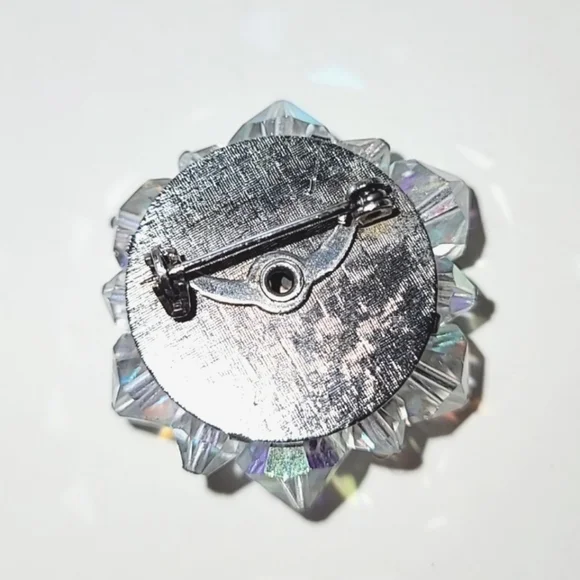 AURORA BOREALIS CRYSTAL CLUSTER VINTAGE PIN BROOCH - Picture 5 of 7
